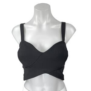 Country Road Women's Black Sleeveless Sweetheart Neck Corset Crop Tank Top Sz S